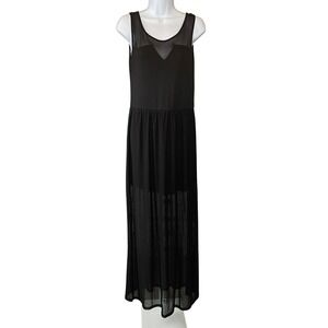 LA Hearts Women Black Mesh Sheer Boho Overlay Maxi Dress Goth Witchy Size L